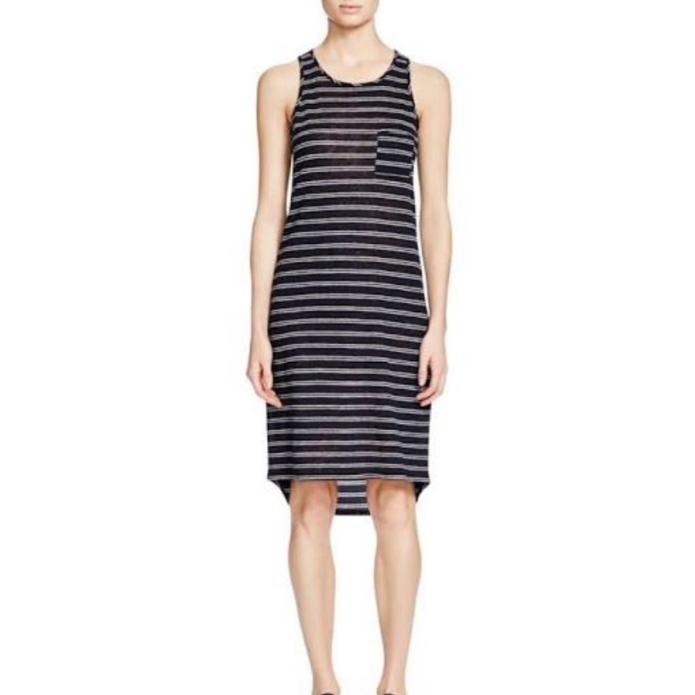 VINCE DOUBLE STRIPED LINEN DRESS - Picture 2 of 7